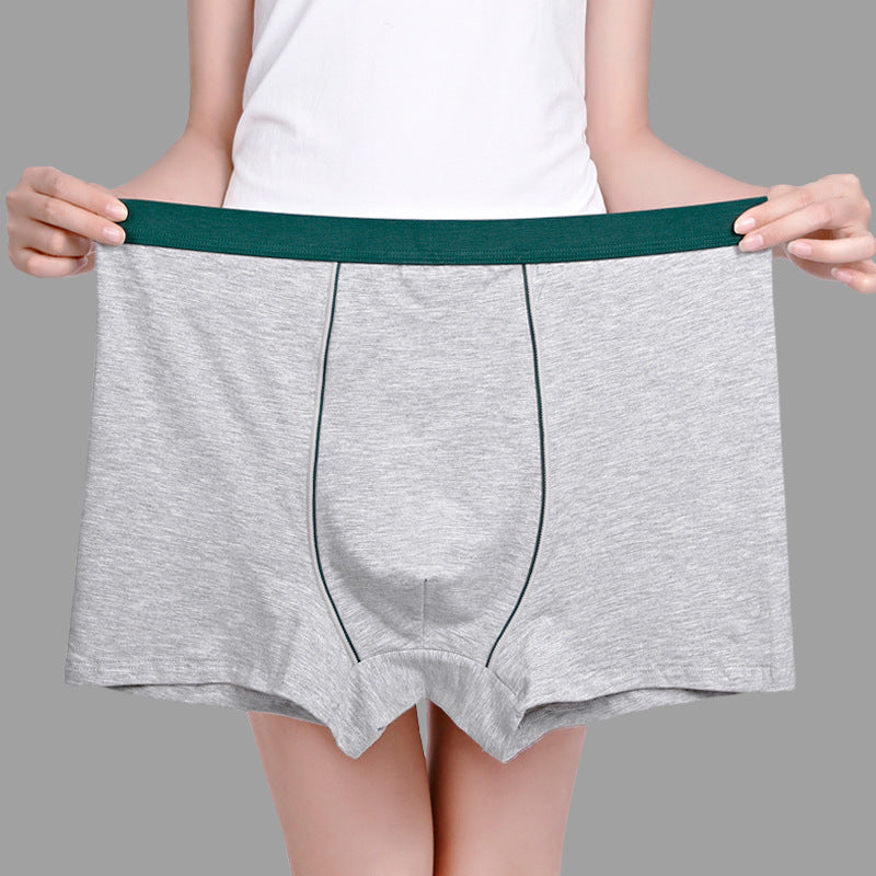 Men's cotton underwear plus size fat guy boxers breathable 3D seamless sexy youth cotton red boxers
